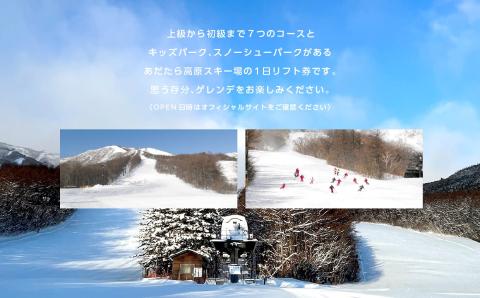 あだたら高原スキー場1日リフト券1名様分《奥岳の湯日帰り入浴券付き》【富士急安達太良観光株式会社】