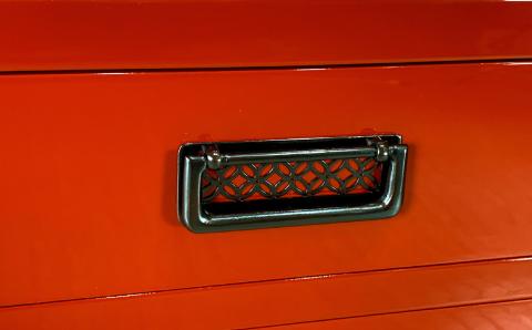 70巾桐モダンコンソールテーブル 両開 朱 〈創業明治2年、田中家具謹製〉二本松伝統家具 【田中家具】