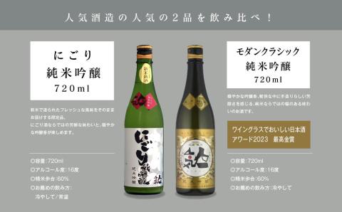 《数量限定 2026年12月出荷開始》にごり純米吟醸 720ml・モダンクラシック純米吟醸 720ml 各1本セット【人気酒造株式会社】