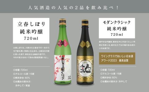 《数量限定  2026年2月出荷開始》立春しぼり純米吟醸 720ml・モダンクラシック純米吟醸 720ml 各1本セット【人気酒造株式会社】
