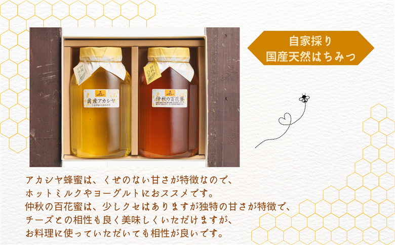 自家採り国産天然はちみつ 2本セット(1000g×2)【株式会社渡辺養蜂場】