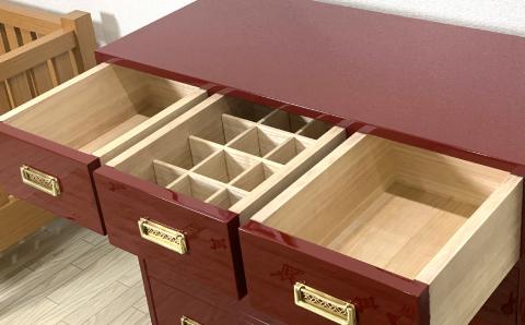 桐モダンチェスト 90巾三の三 古代朱 〈創業明治2年、田中家具謹製〉二本松伝統家具 【田中家具】