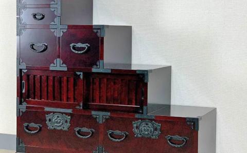 33民芸階段箪笥 左上がり 〈創業明治2年、田中家具謹製〉二本松伝統家具 【田中家具】