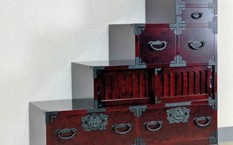 33民芸階段箪笥 右上がり 〈創業明治2年、田中家具謹製〉二本松伝統家具 【田中家具】