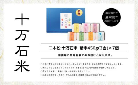 令和7年産 コシヒカリ 二本松十万石米 精米450g(3合)×7袋【株式会社Y&Tカンパニー】