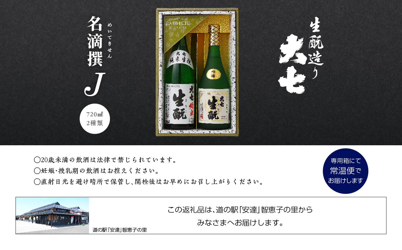 大七酒造「名滴撰Ｊ」 720ml×2種【道の駅安達】