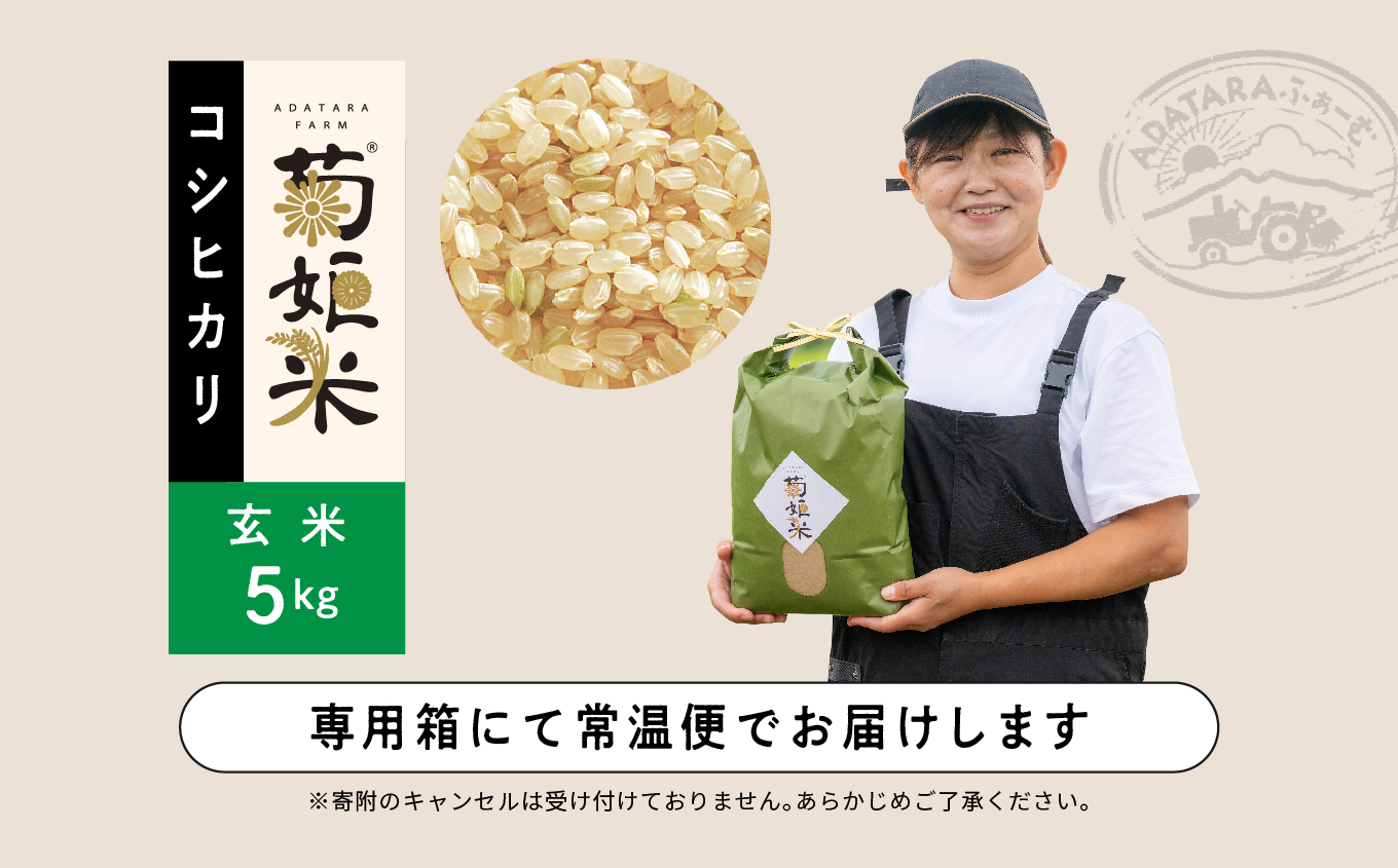 令和7年産 《10月中旬以降順次発送》コシヒカリ玄米5kg 完熟菊姫米【ADATARAふぁーむ】