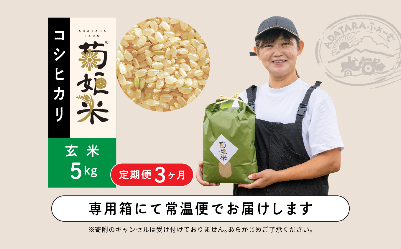 令和7年産【定期便3ヶ月】コシヒカリ玄米5kg【ADATARAふぁーむ】