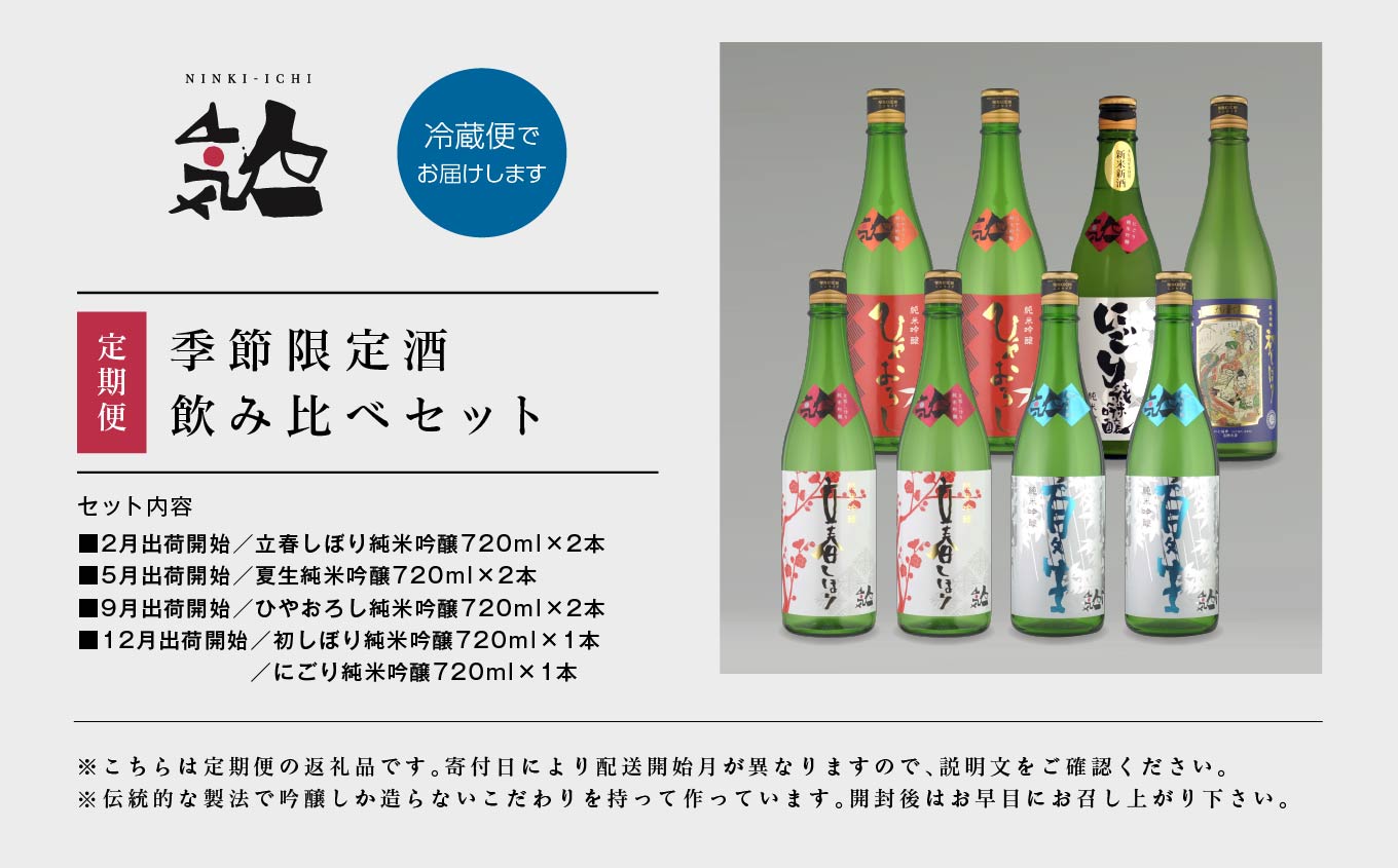 【定期便】年4回届く！人気酒造の季節限定酒を飲み比べ【人気酒造株式会社】