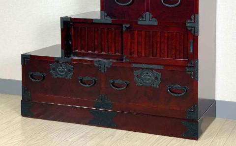 33民芸階段箪笥 右上がり 〈創業明治2年、田中家具謹製〉二本松伝統家具 【田中家具】