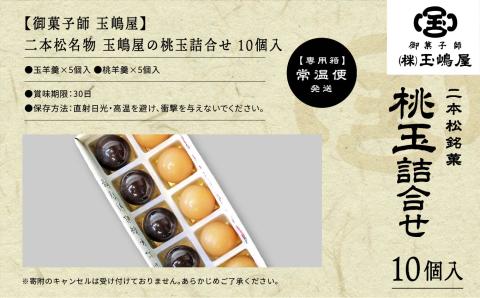二本松の名物《玉嶋屋の桃玉詰め合わせ》10個入り【御菓子師　玉嶋屋】