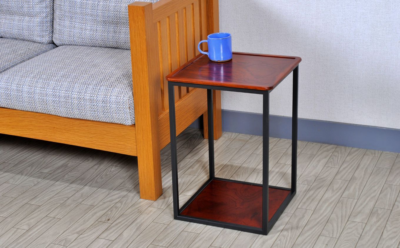 〈創業明治2 年、田中家具謹製〉けやきのサイドテーブル 2 段 #1【田中家具】