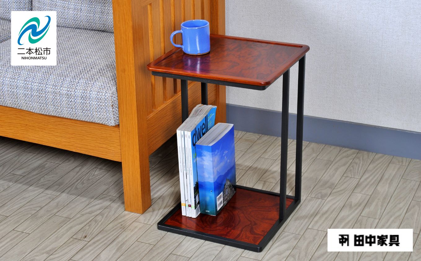 〈創業明治2 年、田中家具謹製〉けやきのサイドテーブル 2 段 #2【田中家具】