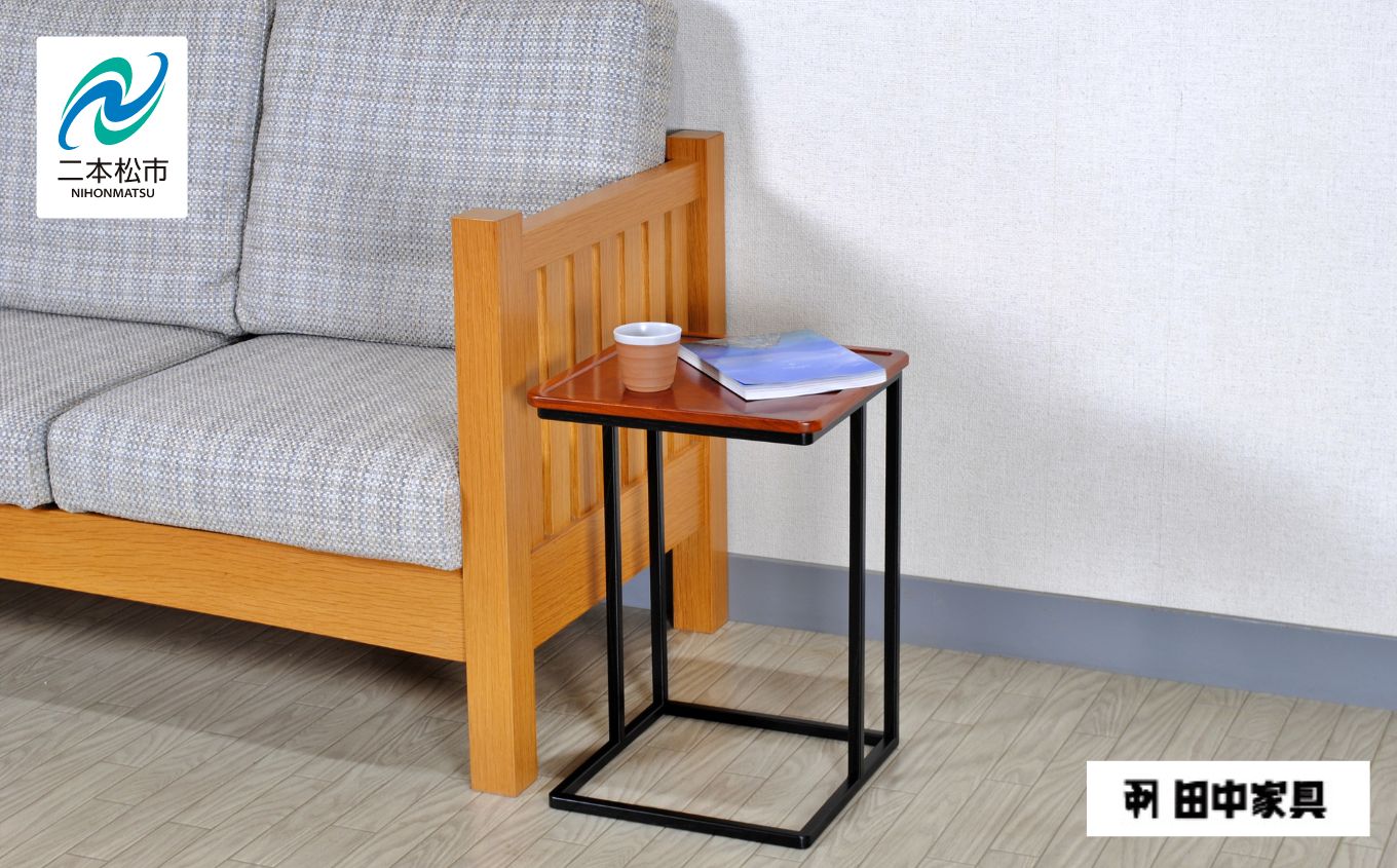 〈創業明治2年、田中家具謹製〉二本松伝統家具 けやきのサイドテーブル 1段 #2【田中家具】