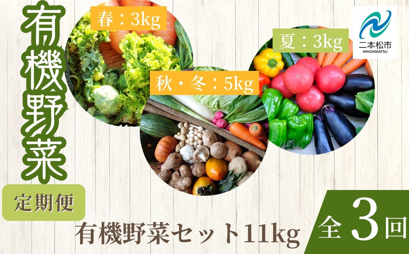 【定期便】全3回！季節の有機野菜セット【一般社団法人二本松有機農業研究会】
