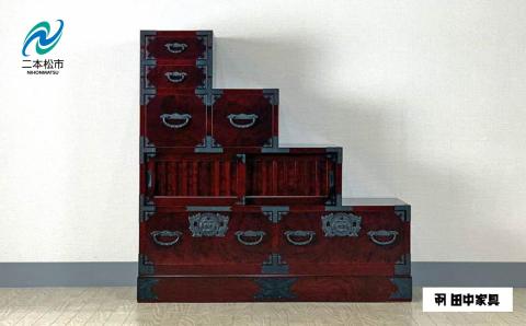 33民芸階段箪笥 左上がり 〈創業明治2年、田中家具謹製〉二本松伝統家具 【田中家具】