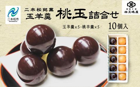 二本松の名物《玉嶋屋の桃玉詰め合わせ》10個入り【御菓子師　玉嶋屋】