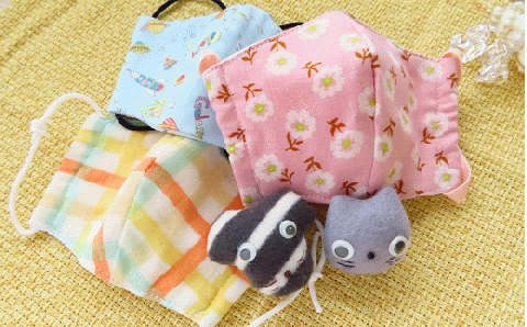 『みゃーこ』と『こーじ』がついてる！手作りエコバック＆子ども用マスク【思いやり型返礼品】 マスク エコバッグ マイバッグ 手作り こども用 福島県 田村市