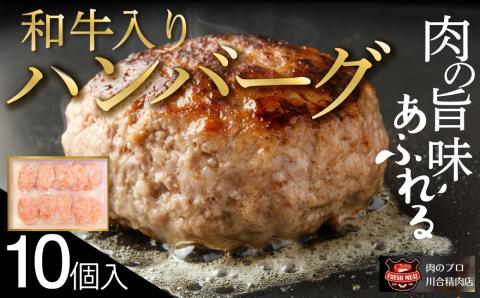 自家製 和牛入り ハンバーグ 10個 セット 小分パック 冷凍保存 肉 牛肉 おかず お弁当 ジューシー ぎゅう ギュウ 人気 ランキング おすすめ グルメ ギフト 福島県 田村市 福島 田村 ふくしま 川合精肉店