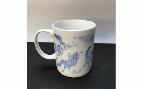 縁起物『左駒』マグカップ青【0701101】