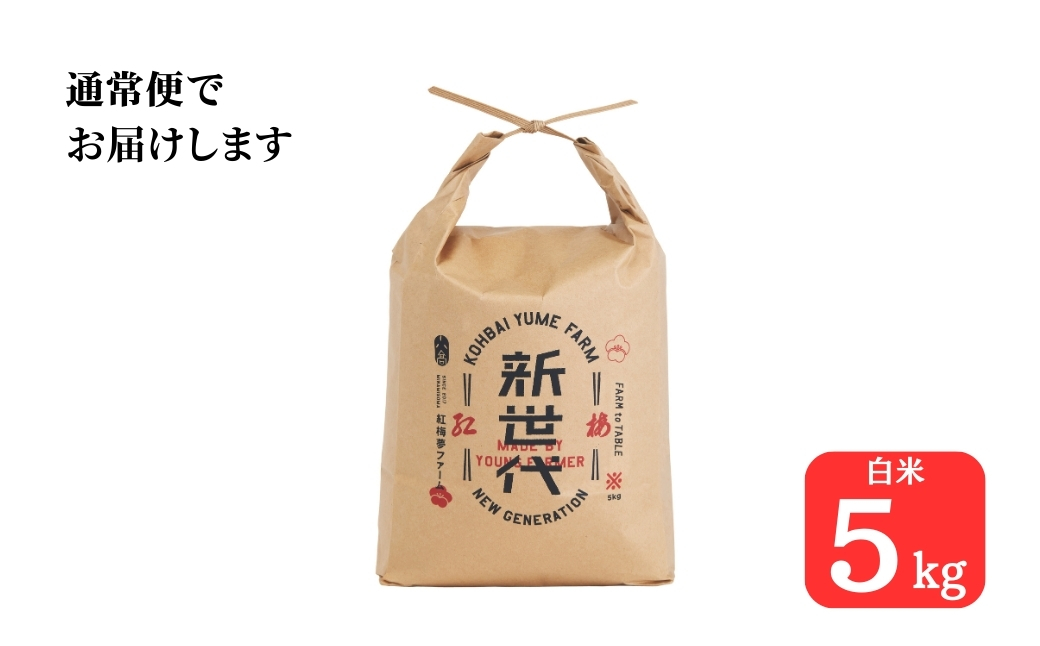天のつぶ「新世代」 白米 5kg | 令和7年産 精米 5kg 紅梅夢ファーム【53844-001-02】