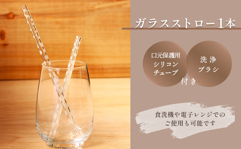 ガラスストロー 20cm「ドット」 iriser【08060】