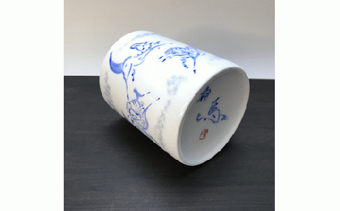 縁起物『左駒』マグカップ青【0701101】