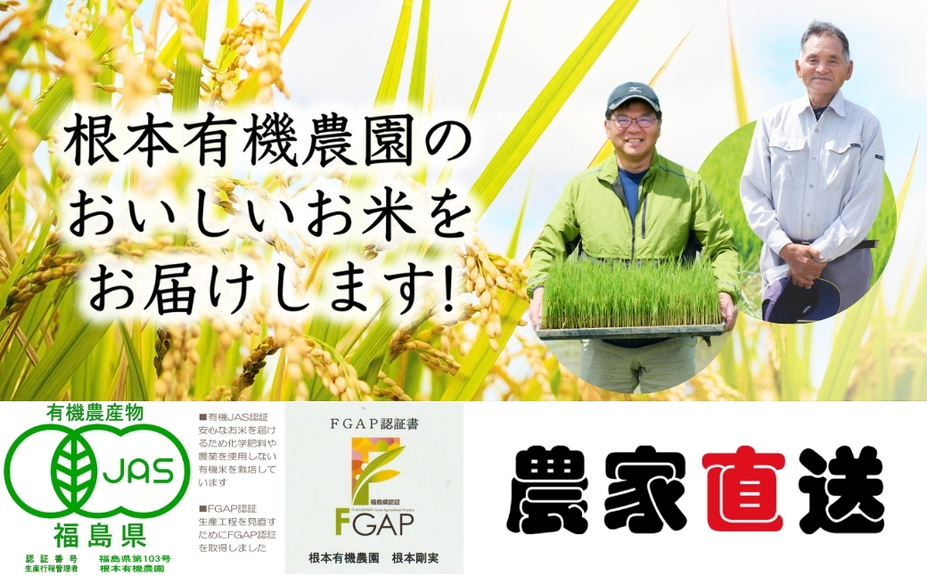 JAS有機米コシヒカリ 玄米2kg | 令和7年産 根本有機農園【53870-001-10】