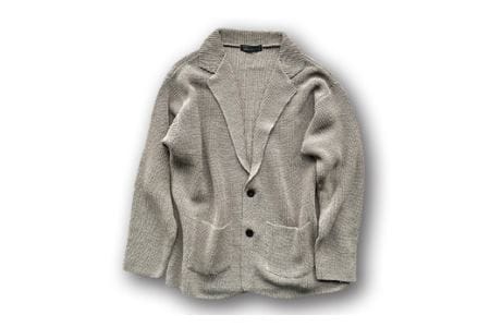 【阿部ニット】《グレー》片あぜ編みサマーニットジャケット（美濃和紙使用）Mサイズ  メンズファッション メンズ 服 ファッション F20C-434