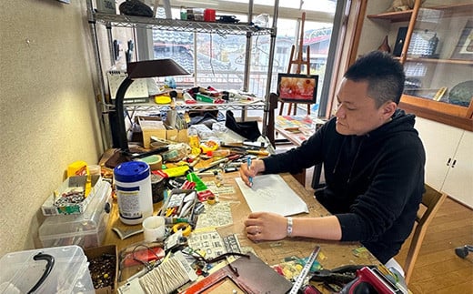 寄附者と作るオリジナルアート アクリルガラス絵制作 （木製額装込み） YOICHI-RON アート 絵画 作品  インテリア 絵 趣味 F20C-666