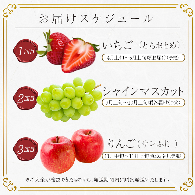 ＜2026年春から開始の定期便＞伊達なフルーツ定期便 (いちご・ぶどう・りんご) 果物 フルーツ 苺 イチゴ 葡萄 ブドウ 林檎 リンゴ 福島県 伊達市  F21C-244 いちご・ぶどう・りんご