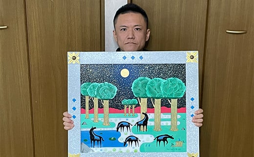 寄附者と作るオリジナルアート アクリルガラス絵制作 （木製額装込み） YOICHI-RON アート 絵画 作品  インテリア 絵 趣味 F20C-666