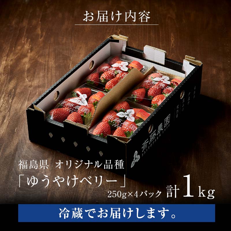＜2026年発送＞＜限定＞新品種のいちご 福島県 オリジナル品種「ゆうやけベリー」約1kg（250g×4パック）イチゴ 苺 フルーツ 果物 伊達市 F20C-678