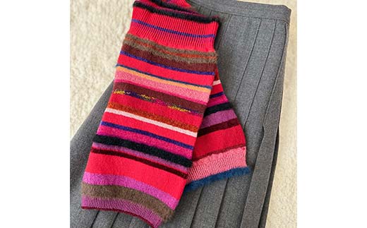 ichiri 彩りニットパンツ レッドピンク系 / ichiri knitted pants サイズフリー1枚 F21C-0076