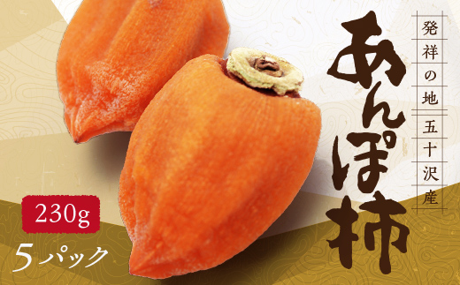五十沢のあんぽ柿 230g×5パック あんぽがき かき ドライフルーツ フルーツ 果物 くだもの 福島県産 国産  柿 デザート 果実 食品 F20C-249