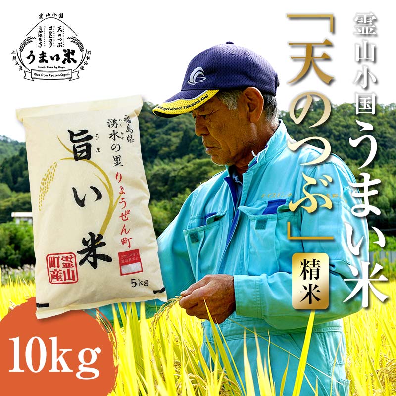 JGAP認証 新米 令和7年産米 霊山小国うまい米 天のつぶ 10kg 精米 白米  米 お米 コメ ごはん ご飯 食品 F20C-259 天のつぶ 精米10kg