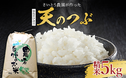 2025年産米 さいとう農園が作った天のつぶ 精米5kg 【先行予約】2025年10月中旬から順次発送 白米 ご飯 ごはん ライス 伊達市 F21C-167