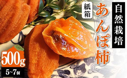 【贈答用】自然栽培あんぽ柿 紙箱 500g（5～7 個入り）  柿 かき デザート フルーツ 果物 くだもの 果実 食品 F20C-970