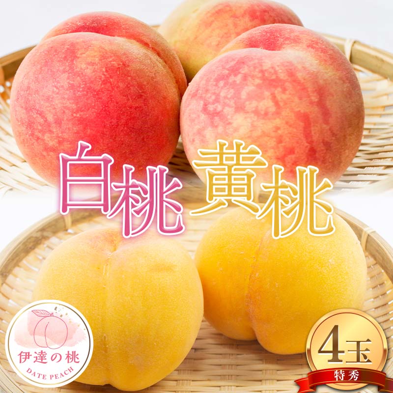 【2026年出荷分先行予約】福島県産 白桃と黄桃の特秀 4玉入り (約1.2kg) 株式会社エールアップ 特秀 伊達の桃 桃 フルーツ 果物 もも モモ momo F21C-080