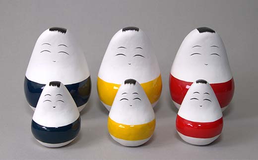 起き上がり小法師 大 3色セット（赤・黄・青） 野沢民芸 置物 縁起物 民芸品 F4D-1683