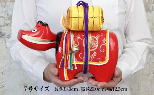【縁起置物】俵べこ 7号サイズ あかべこ 牛 野沢民芸 置物 縁起物 民芸品 F4D-1019