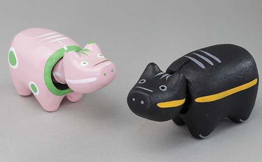 【縁起置物】限定品 くじらべこ＆さゆりべこセット（1号サイズ） F4D-1040