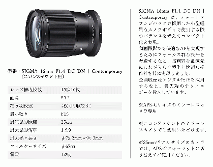 【ニコンZマウント用】SIGMA 16mm F1.4 DC DN | Contemporary