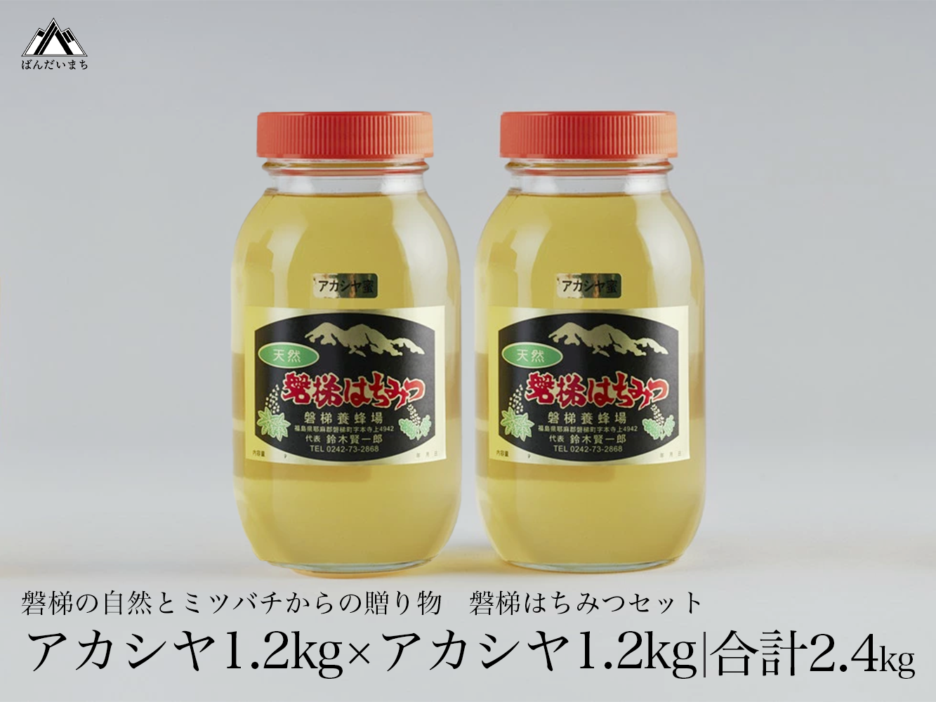 国産純粋はちみつ 天然 農林水産大臣賞 磐梯はちみつ 1200g×2［瓶］ はちみつセット