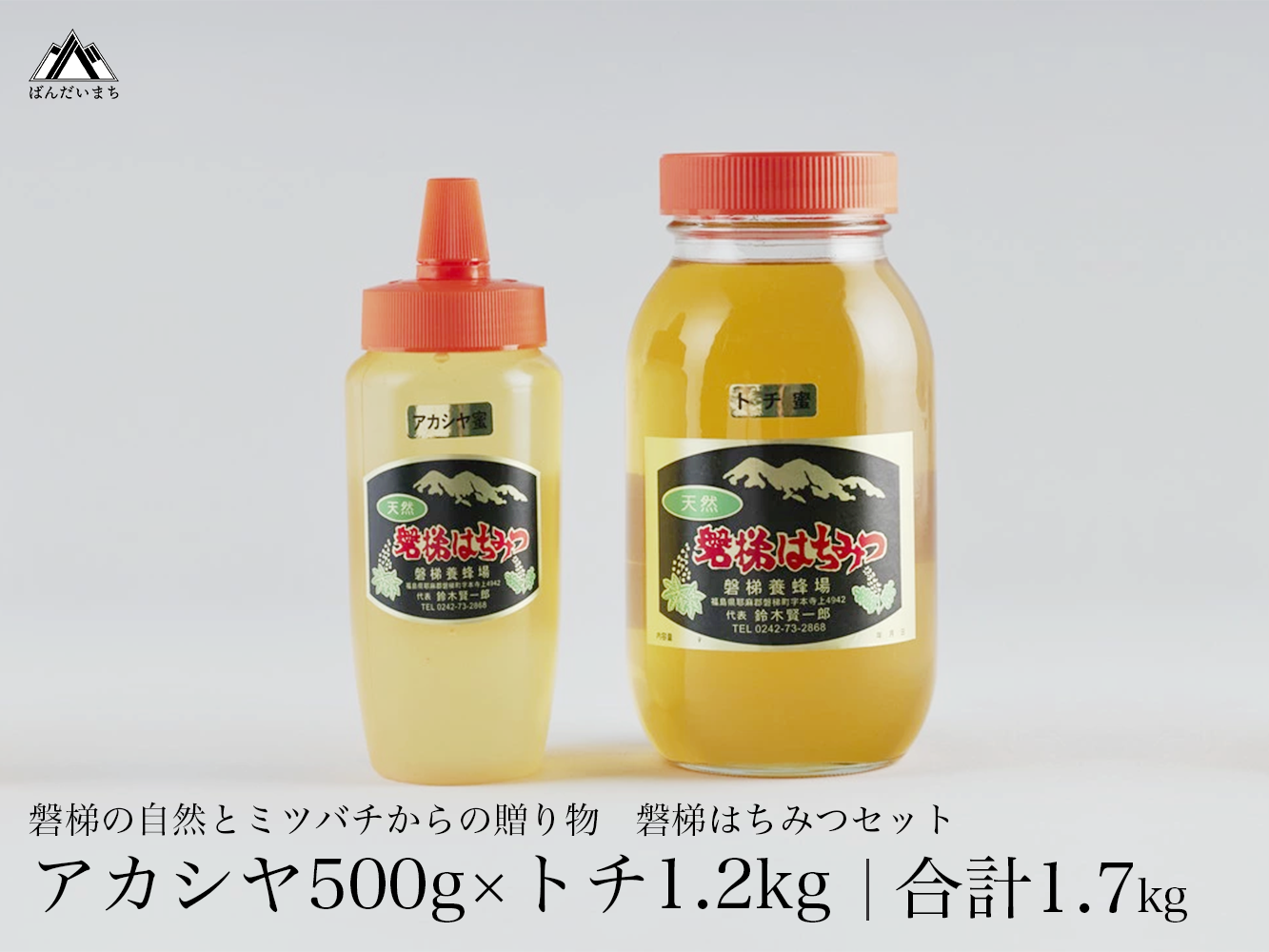 国産純粋はちみつ 天然 農林水産大臣賞 磐梯はちみつ トチ 1200g［瓶］アカシア 500g［チューブ］