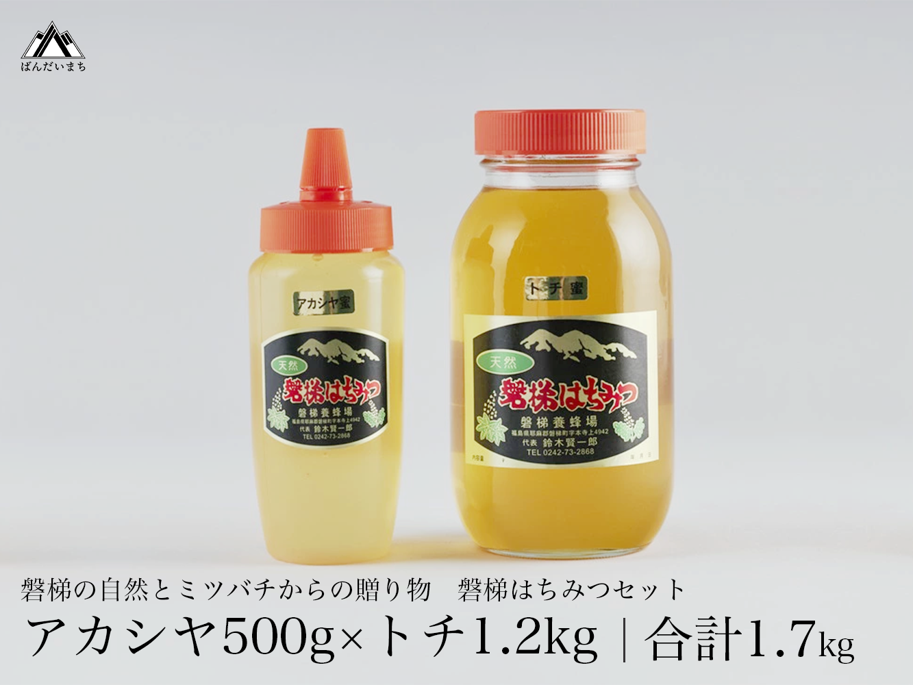 国産純粋はちみつ 天然 農林水産大臣賞 磐梯はちみつ 1200g[瓶]500g[チューブ] 1700g はちみつセット トチ アカシヤ※2024年8月1日以降順次発送