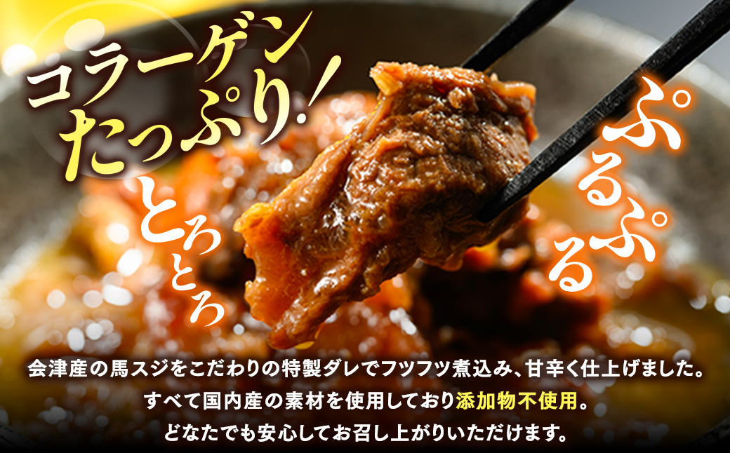 【会津産馬肉使用】馬スジ煮込み 2.7kg （300g×9パック） | 馬スジ 馬すじ 馬肉 煮込み 小分け 小分 パック 真空パック 総菜 おかず おつまみ 冷凍 福島 猪苗代町