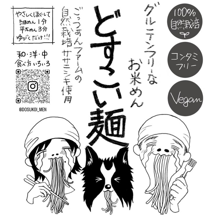 どすこい麺（グルテンフリーなお米めん）玄米アソート20個セット