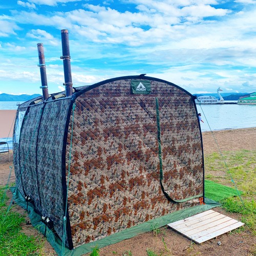 テントサウナペア利用券 全日共通 猪苗代湖 湖畔 | 絶景 フィンランド式 水風呂 猪苗代湖 大自然 充実 設備 アメニティー 大浴場 お手洗い 完備 屋外サウナ アロマオイル ヴィヒタ サウナハット レンタルあり