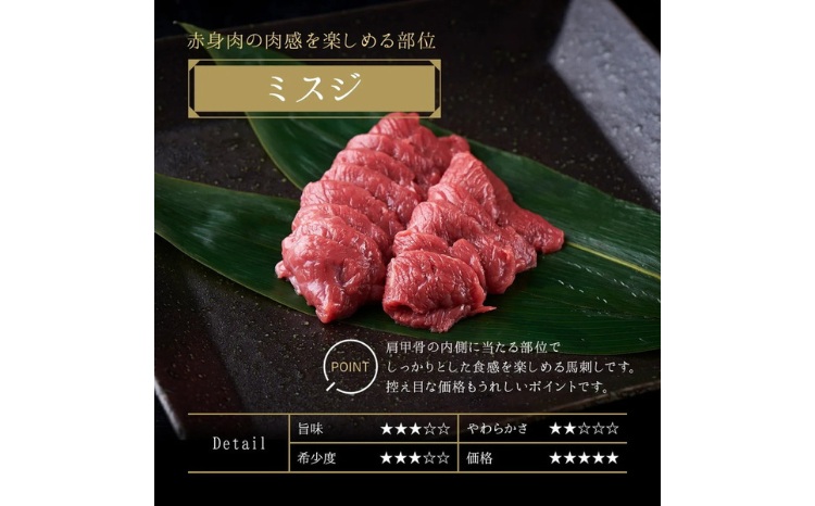 国産 馬刺し 赤身＋桜ユッケ 6種食べ比べ セット（ランプ・ロース・ヒレ・ミスジ・ツカミ 各100g、ユッケ 50g）【自家製にんにく辛子味噌/醤油/ユッケたれ付】 ※沖縄・離島への配送不可